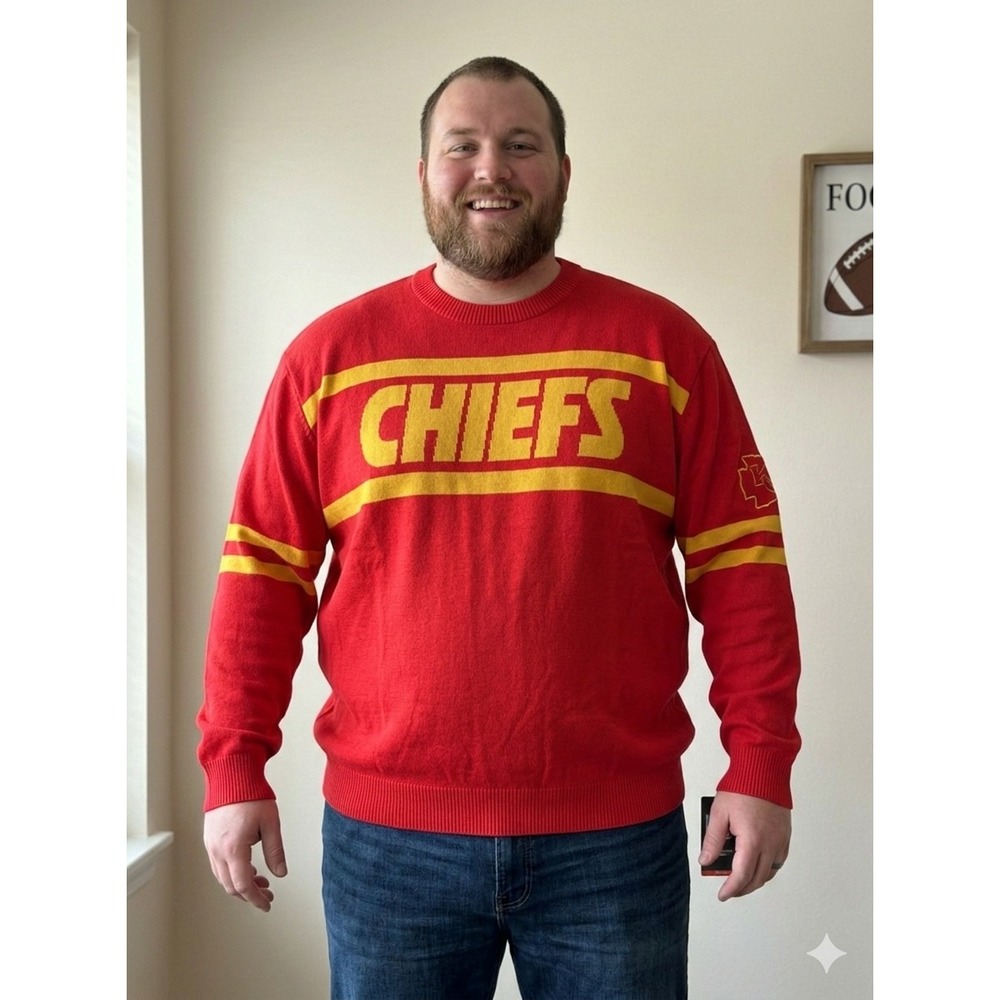 NFL‎ Ultra Game Kansas City Chiefs Sweater Mens XXL Red Yellow NEW